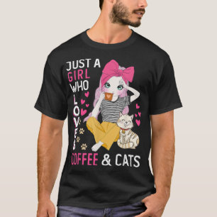 T-shirt Juste une fille qui aime le café et les chats Mama