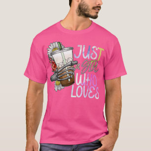 T-shirt Juste Une Fille Qui Aime Le Café Glacé Le Thé Char