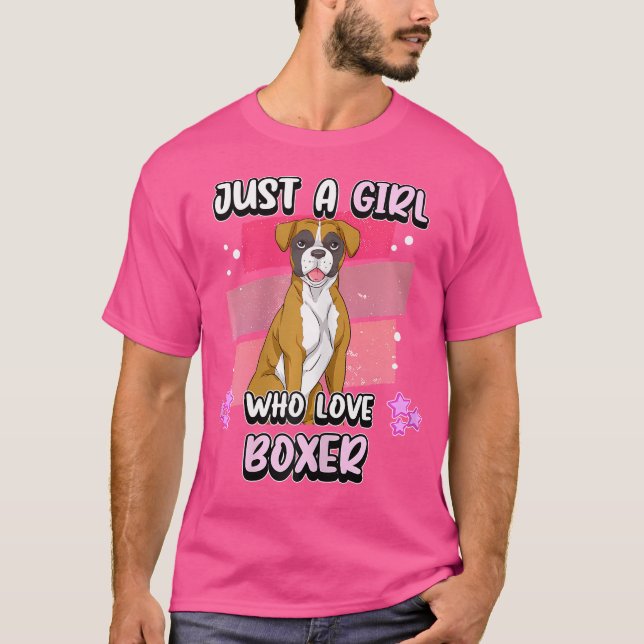 T-shirt Juste une fille qui aime le chien de boxe (Devant)