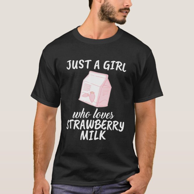 T-shirt Juste Une Fille Qui Aime Le Lait De Fraise Paille  (Devant)
