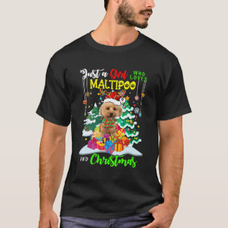 T-shirt Juste Une Fille Qui Aime Le Maltipoo Et Noël Père 