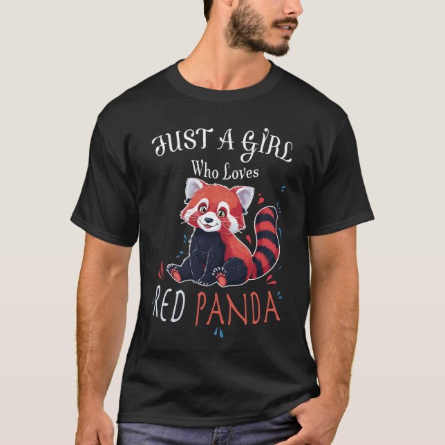T-shirt Juste une fille qui aime le panda rouge (Devant)