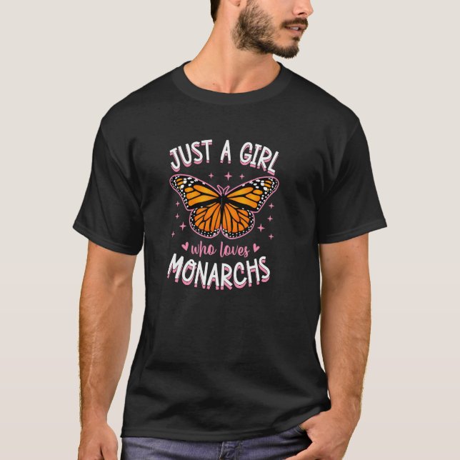 T-shirt Juste une fille qui aime le papillon monarque (Devant)