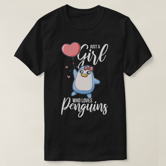 T-shirt Juste une fille qui aime le pingouin (Design devant)