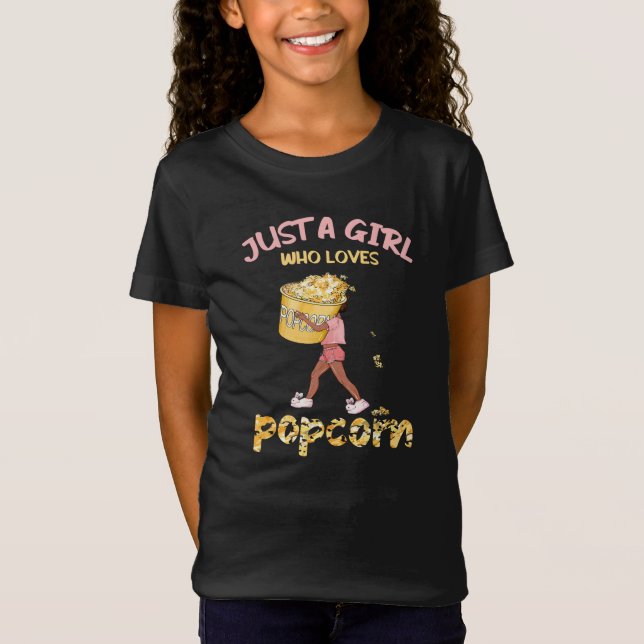 T-Shirt Juste Une Fille Qui Aime Le Popcorn (Devant)
