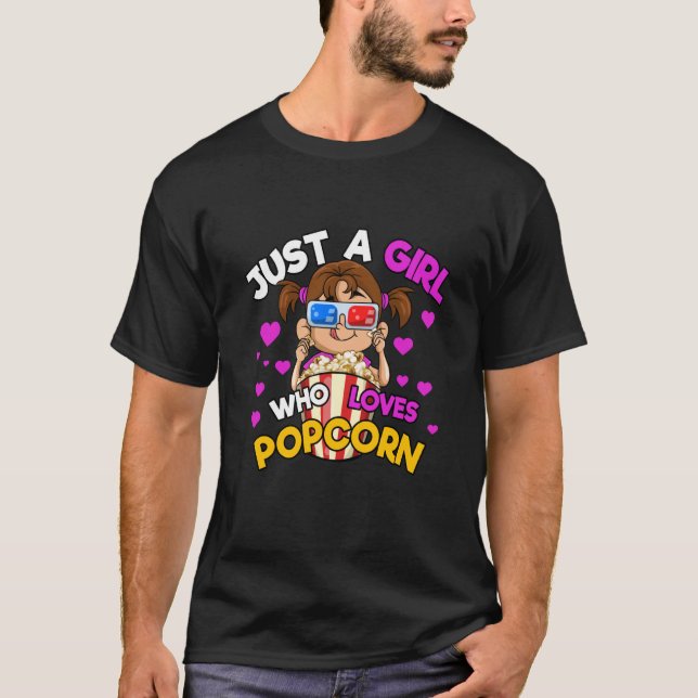 T-shirt Juste Une Fille Qui Aime Le Popcorn (Devant)