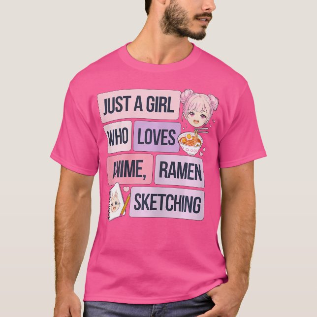 T-shirt Juste Une Fille Qui Aime Le Ramen Anime Et Le Sket (Devant)
