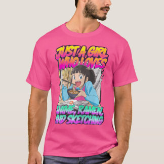 T-shirt Juste Une Fille Qui Aime Le Ramen Anime Et Le Sket
