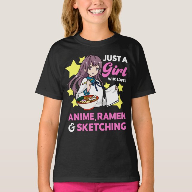 T-shirt Juste une fille qui aime le Ramen Anime et l'esqui (Devant)