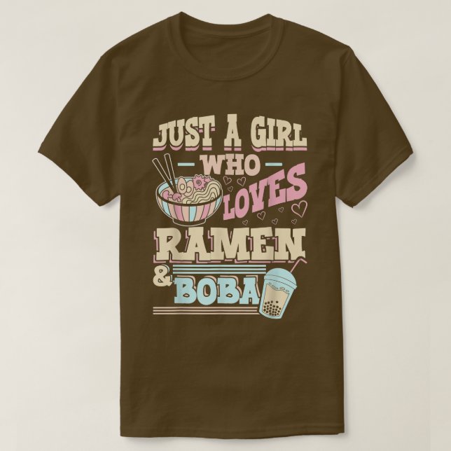 T-shirt Juste Une Fille Qui Aime Le Ramen Et Le Thé De Bul (Design devant)