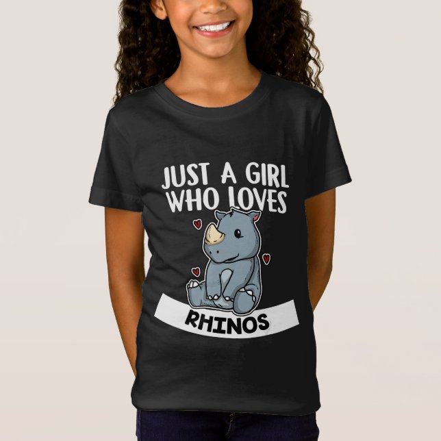 T-Shirt Juste une fille qui aime le rhinocéros mignon (Devant)