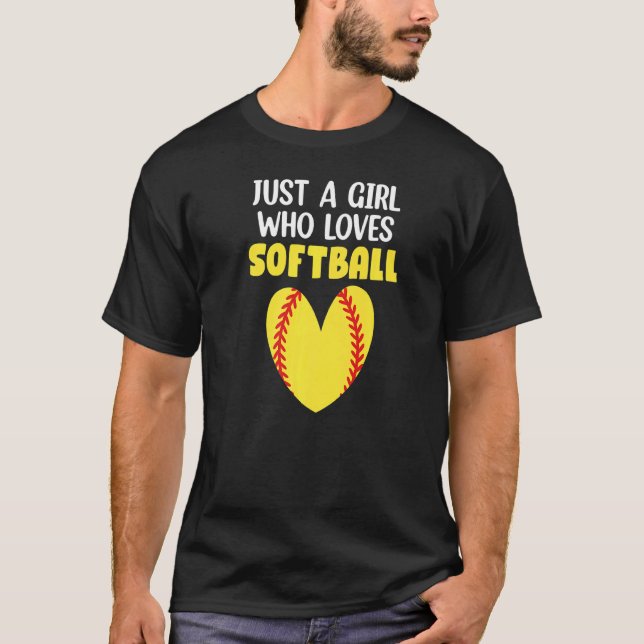 T-shirt Juste Une Fille Qui Aime Le Softball (Devant)