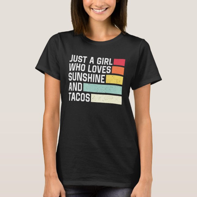 T-shirt Juste Une Fille Qui Aime Le Soleil Et Tacos Retro  (Devant)