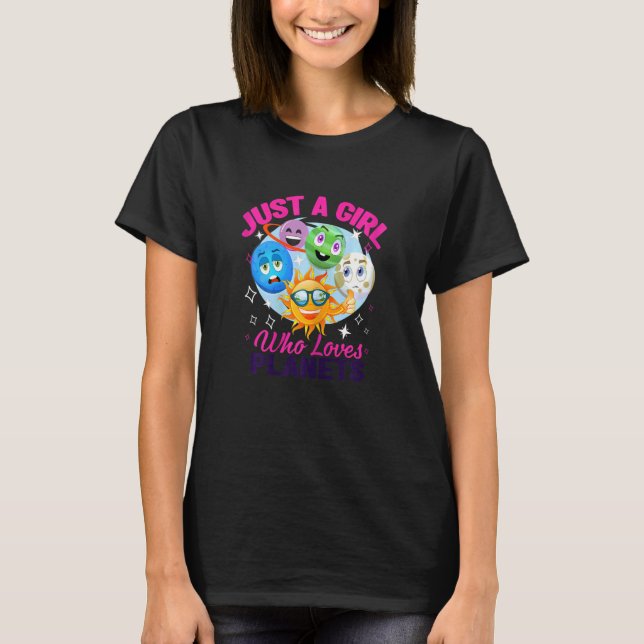 T-shirt Juste une fille qui aime le système solaire Planèt (Devant)
