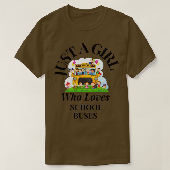 T-shirt Juste une fille qui aime l'école Bus 2 (Design devant)