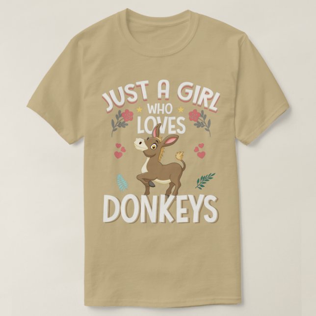 T-shirt Juste une fille qui aime les ânes mignonne animal (Design devant)
