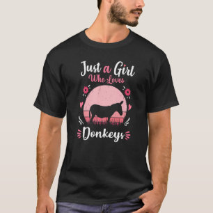T-shirt Juste une fille qui aime les ânes Retro Vintage ân