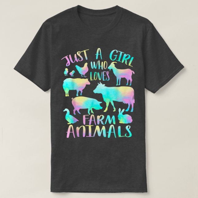 T-shirt Juste une fille qui aime les animaux de ferme - Va (Design devant)