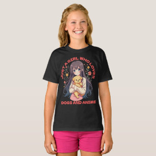 T-shirt Juste une fille qui aime les animes et les chiens