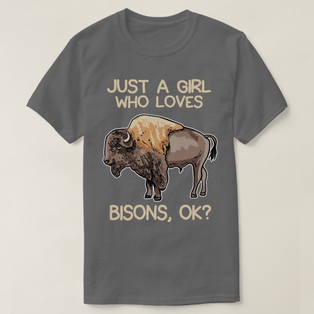 T-shirt Juste une fille qui aime les bisons (Design devant)
