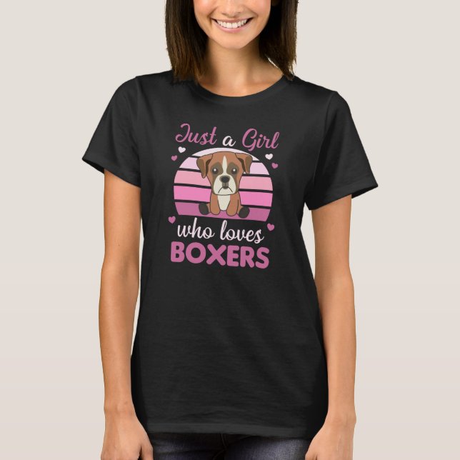 T-shirt Juste une fille qui aime les boxers - chien doux (Devant)