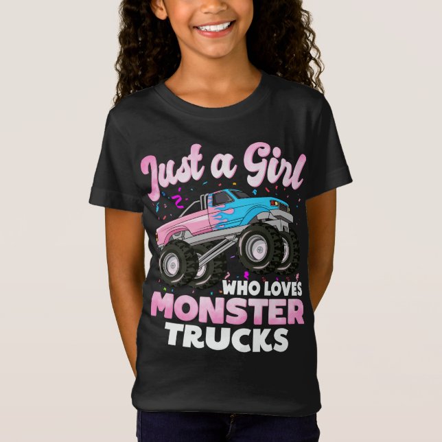 T-Shirt Juste une fille qui aime les camionnettes monstre  (Devant)