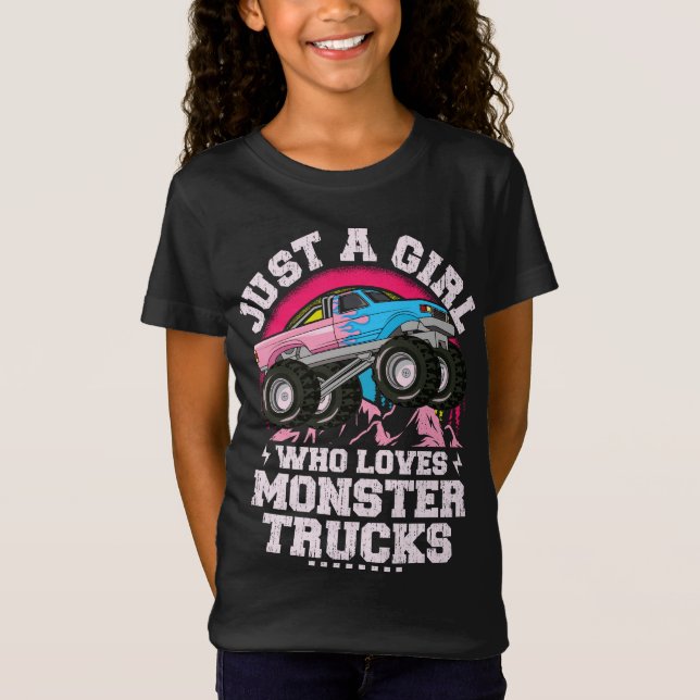 T-Shirt Juste une fille qui aime les camionnettes monstre  (Devant)