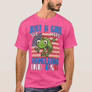 T-shirt Juste Une Fille Qui Aime Les Chaméléons Et Les Usa