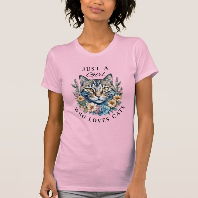 T-shirt Juste une fille qui aime les chats (Devant)