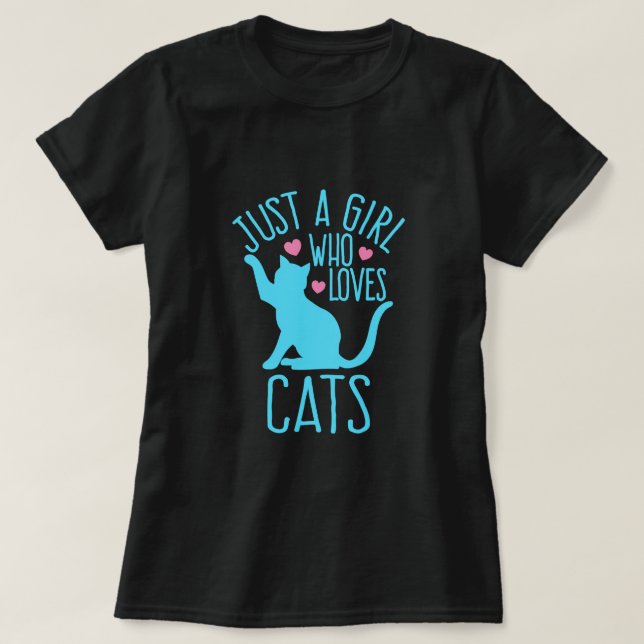 T-shirt Juste une fille qui aime les chats (Design devant)
