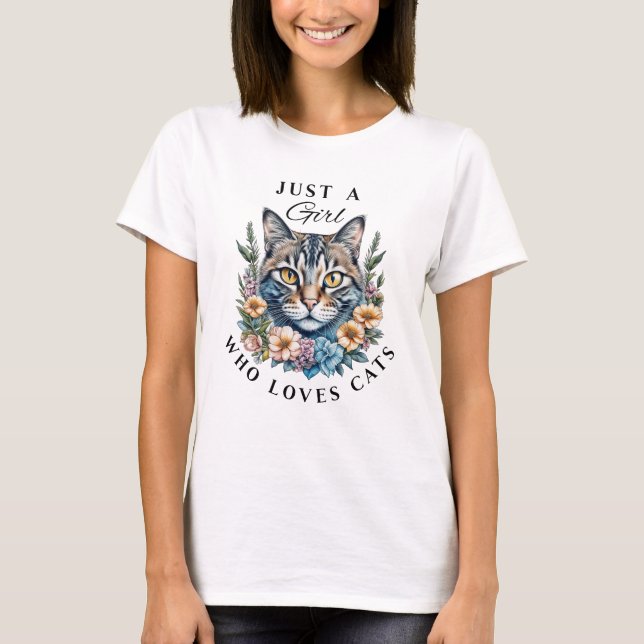 T-shirt Juste une fille qui aime les chats (Devant)