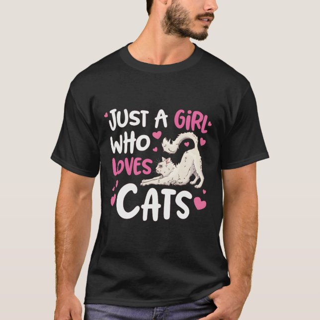 T-shirt Juste une fille qui aime les chats (Devant)