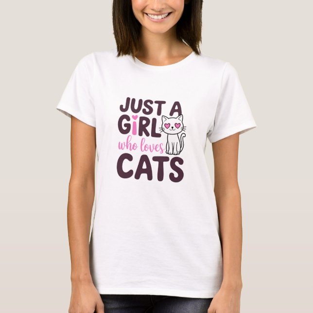 T-shirt Juste une fille qui aime les chats (Devant)