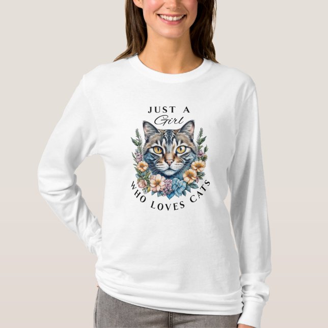 T-shirt Juste une fille qui aime les chats (Devant)