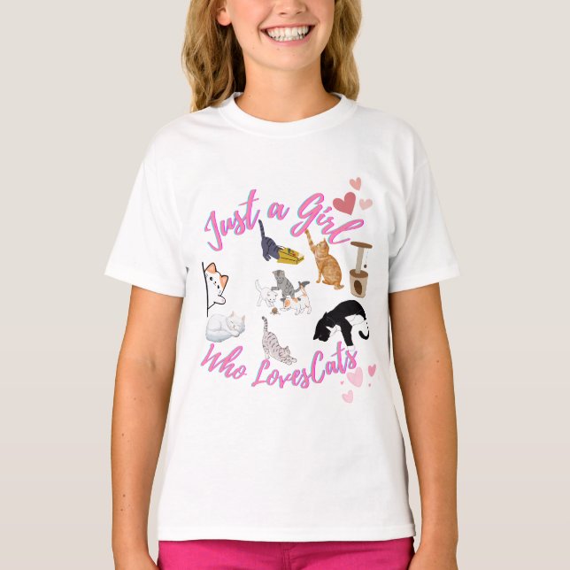 T-shirt Juste une fille qui aime les chats (Devant)
