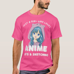 T-shirt Juste Une Fille Qui Aime Les Chats Anime Et Sketch
