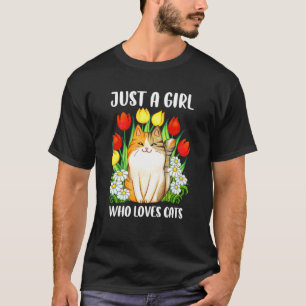 T-shirt Juste une fille qui aime les chats aquarelle Chat 