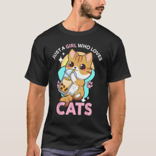 T-shirt Juste une fille qui aime les chats Boba Bubble Mil