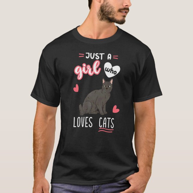 T-shirt Juste une fille qui aime les chats Chat noir (Devant)
