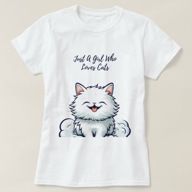T-shirt Juste Une Fille Qui Aime Les Chats - Cute Blanc Fl (Design devant)