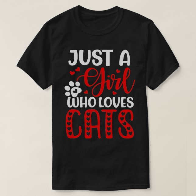 T-shirt Juste Une Fille Qui Aime Les Chats Cute Valentine  (Design devant)