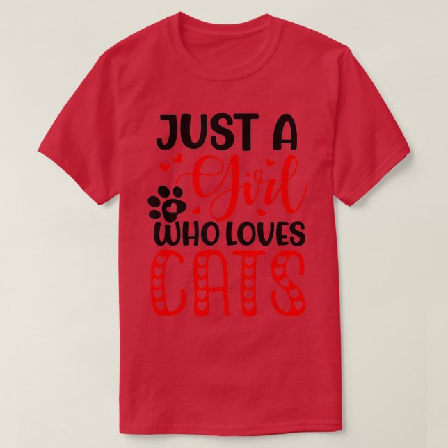 T-shirt Juste Une Fille Qui Aime Les Chats Cute Valentine  (Design devant)