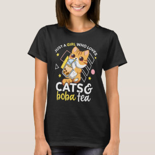 T-shirt Juste une fille qui aime les chats et Boba Tea Nek