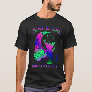 T-shirt Juste Une Fille Qui Aime Les Chats Fleur Papillon