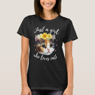 T-shirt Juste une fille qui aime les chats - mignonne Amou