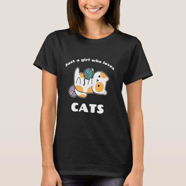 T-shirt Juste Une Fille Qui Aime Les Chats Mignonne Chat M (Devant)