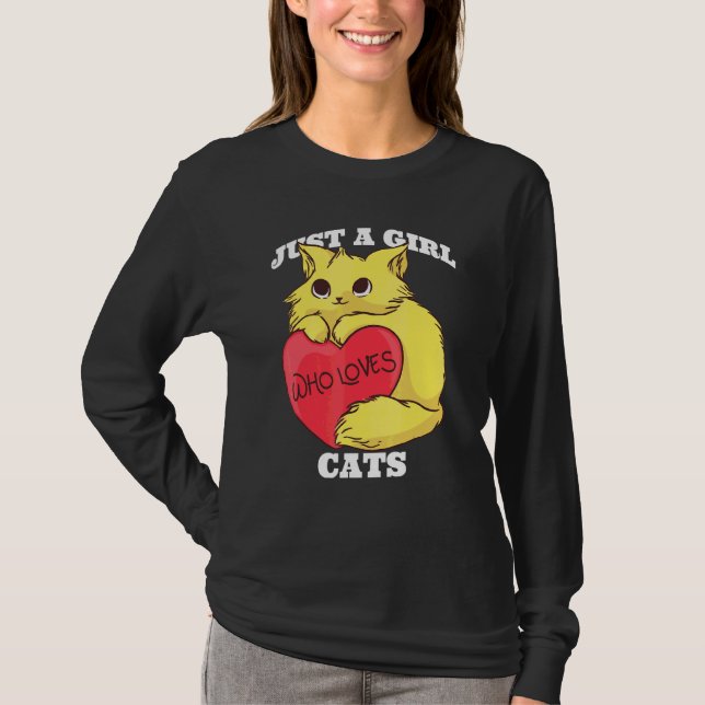 T-shirt Juste Une Fille Qui Aime Les Chats Mignonne Chat P (Devant)
