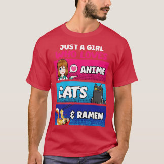 T-shirt Juste une fille qui aime les chats Ramen Lover Kaw