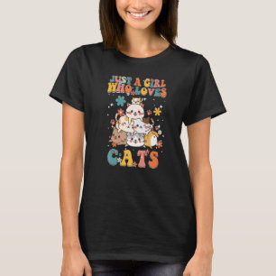 T-shirt Juste une fille qui aime les chats Retro Chat Supe