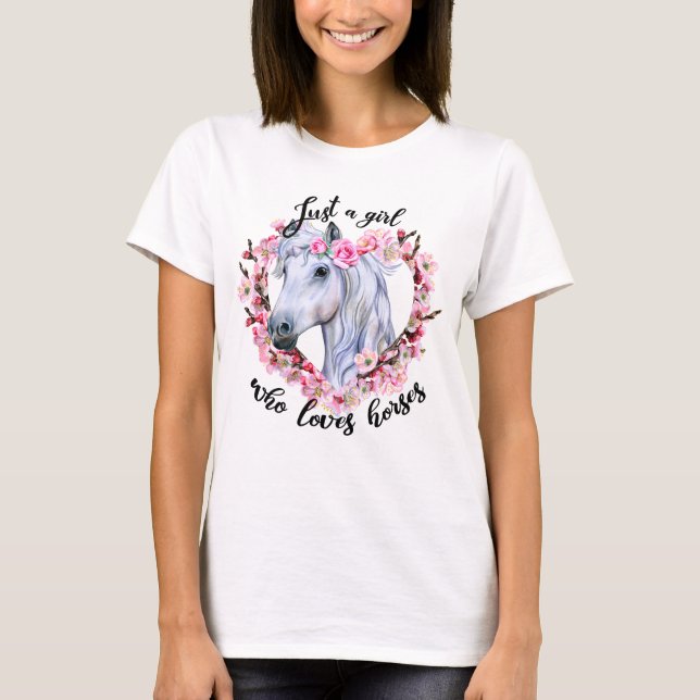 T-shirt Juste une fille qui aime les chevaux (Devant)